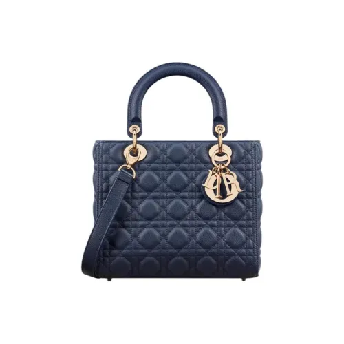 DIOR Lady Dior Calfskin Lady Dior Bag, Shoulder Bag, Crossbody Bag, Handbag Medium Size Women's Deep Sea Blue