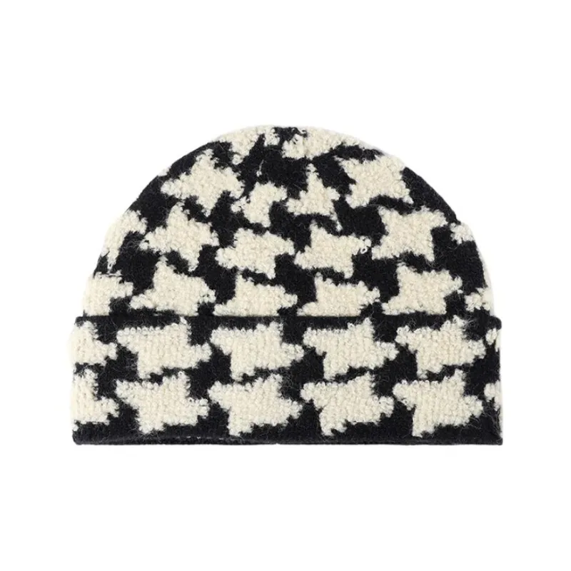 CARDANRO Faux Rabbit Fur Beanies Unisex Black-0