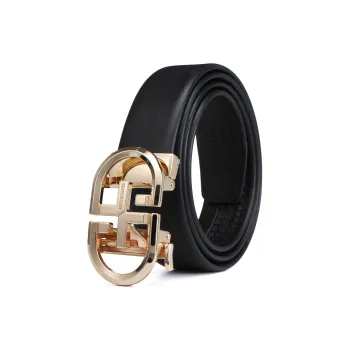 SEPTWOLVES Cow Leather Top Grain Cow Leather Leather Belts Men's Black Width 3.5CM
