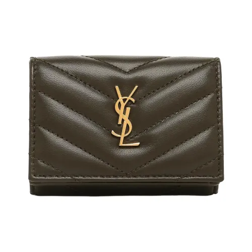 SAINT LAURENT Leather Wallet Unisex Light Musk