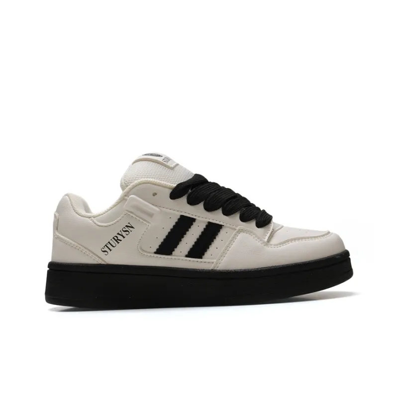 STUR YSN Wear resistant And Lightweight Low Top Skateboard Shoes Unisex White Black-2