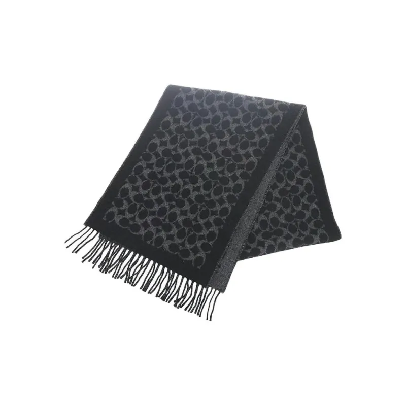 COACH Knit Scarves Unisex Black-3