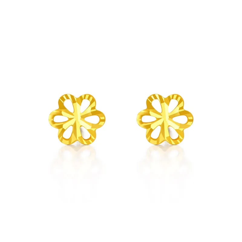 JINGUIFU 18K Gold Stud Earrings Women's-2