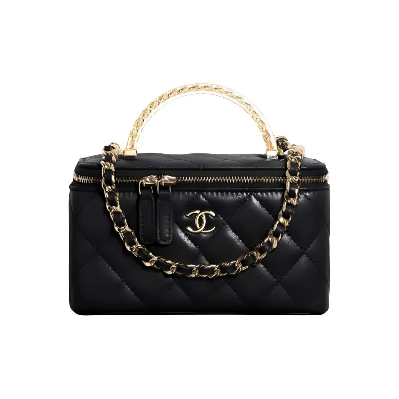 CHANEL Lambskin Box Bag, Shoulder Bag, Crossbody Bag, Handbag Women's Black-0