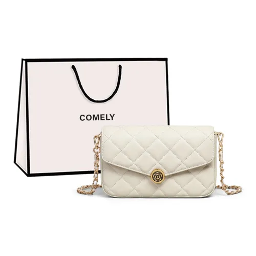 COMELY Cow Leather Patchwork Synthetic Leather Small Square Bag Shoulder Bag Regular Women's Ecru