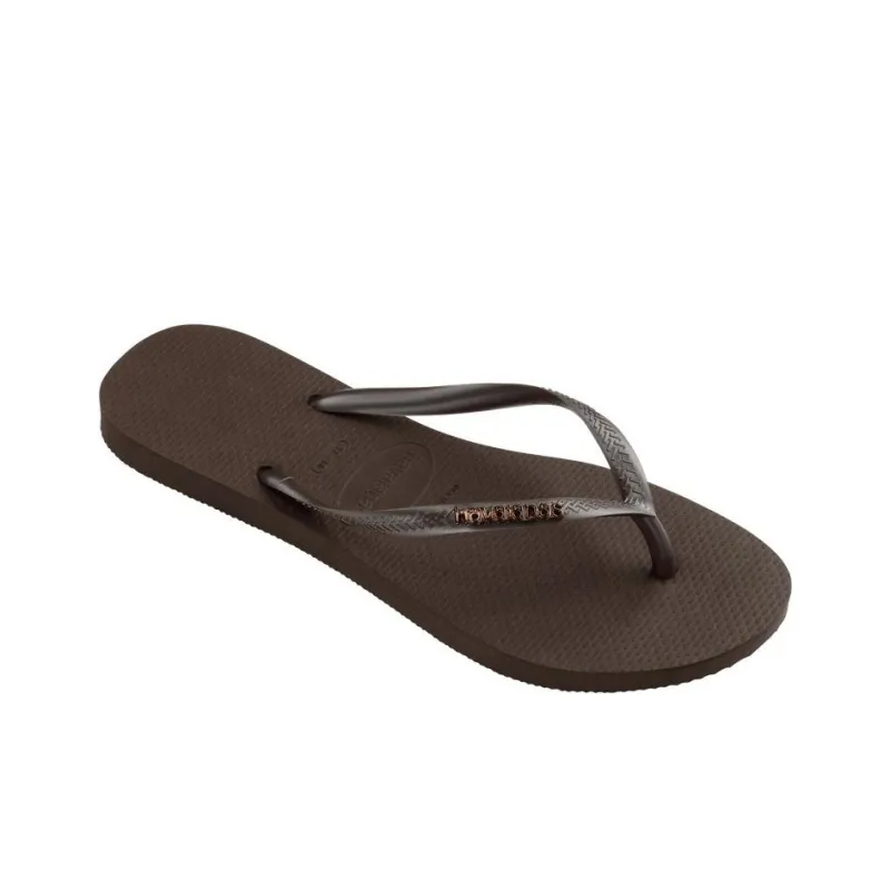 Havaianas Rubber Sole Slip Resistant Flip Flops Women's Dark Brown-2