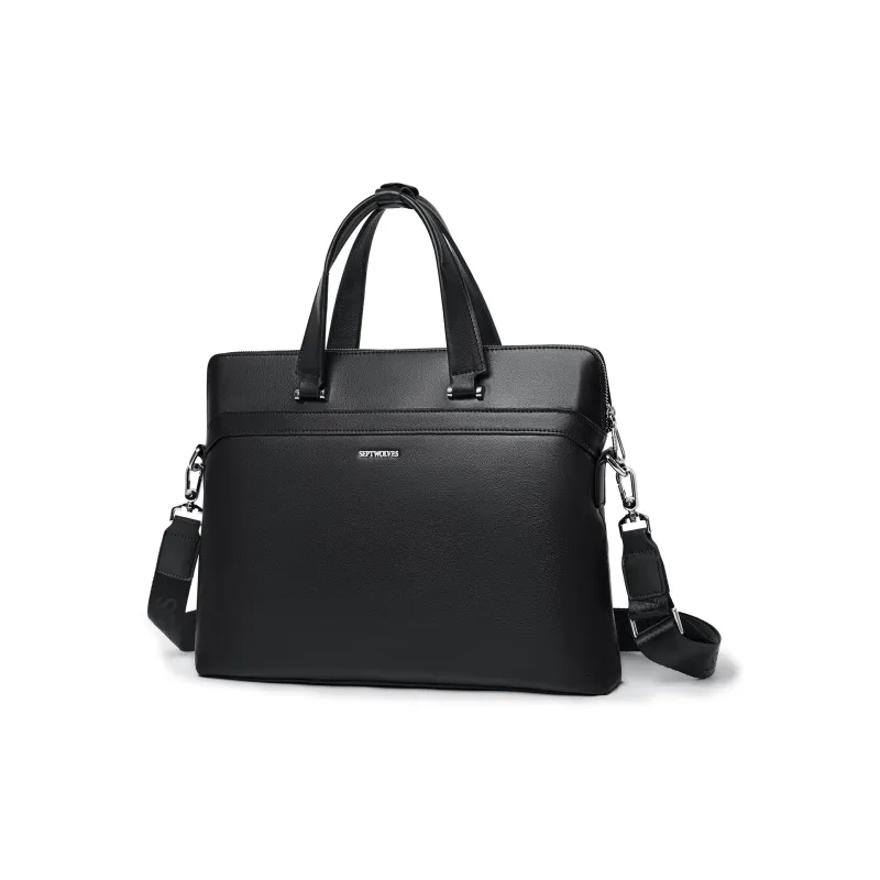 SEPTWOLVES Genuine Leather Briefcase QPL Men's Black-1