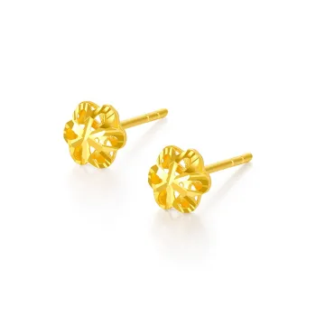 JINGUIFU 18K Gold Stud Earrings Women's