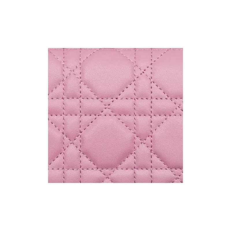 DIOR Lady Dior Lambskin Wallet Mini Women's Hydrangea Pink-4