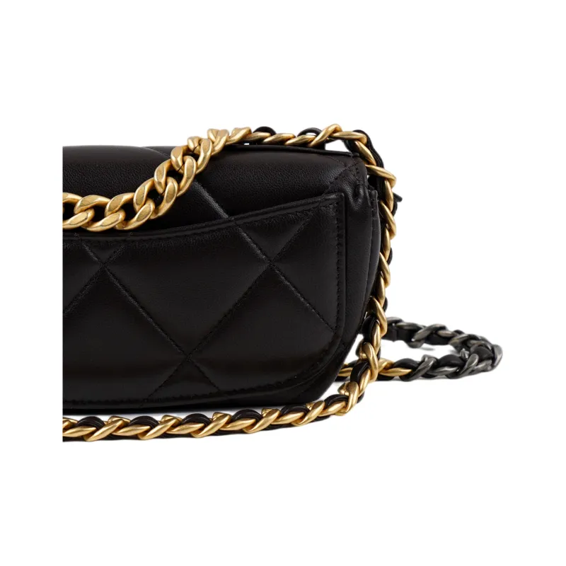 CHANEL 19Bag Lambskin Shoulder Bag, Crossbody Bag Women's Black-3