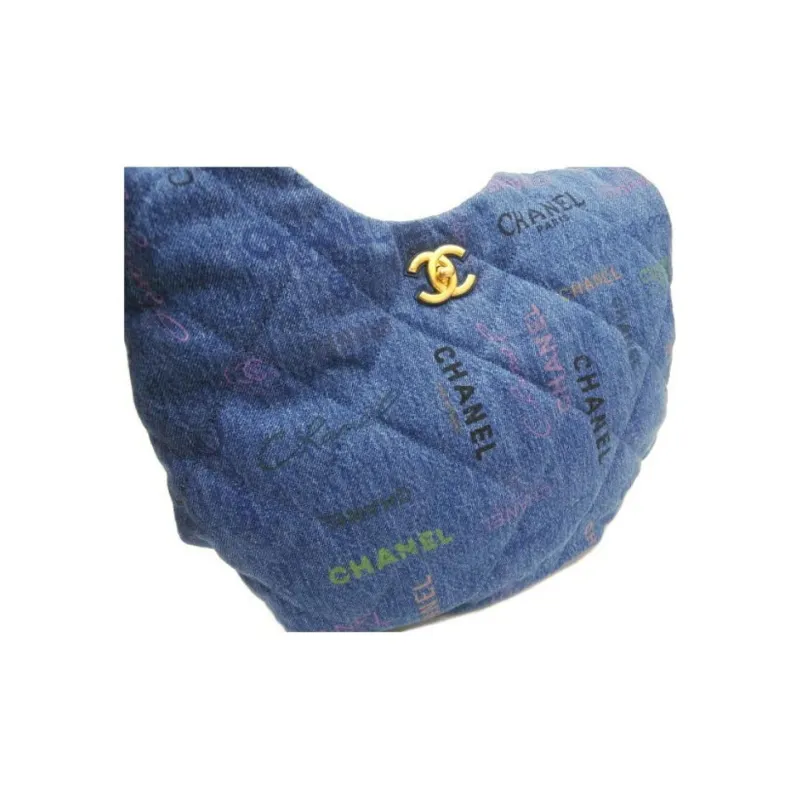 CHANEL Denim Hobo Bag, Handbag, Shoulder Bag Women's Blue-3