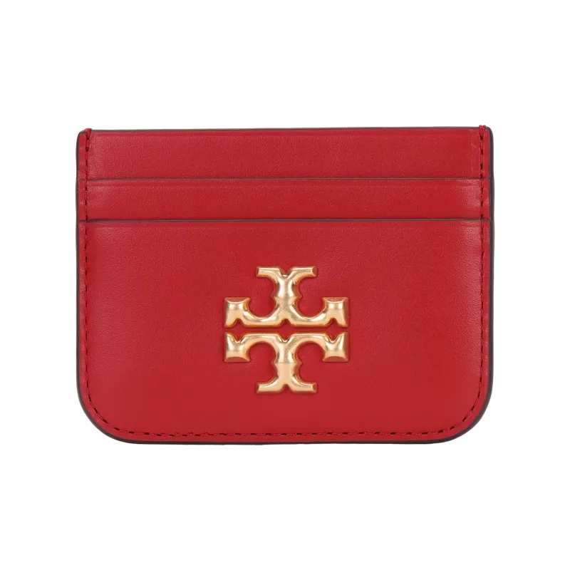 TORY BURCH Eleanor Leather Coin Purse Wallets Card Holders Women's Red-1