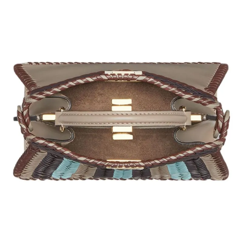 FENDI Peekaboo ISeeU Calfskin Shoulder Bag, Crossbody Bag, Handbag Trumpets Women's Dove Gray With Multicolor-3