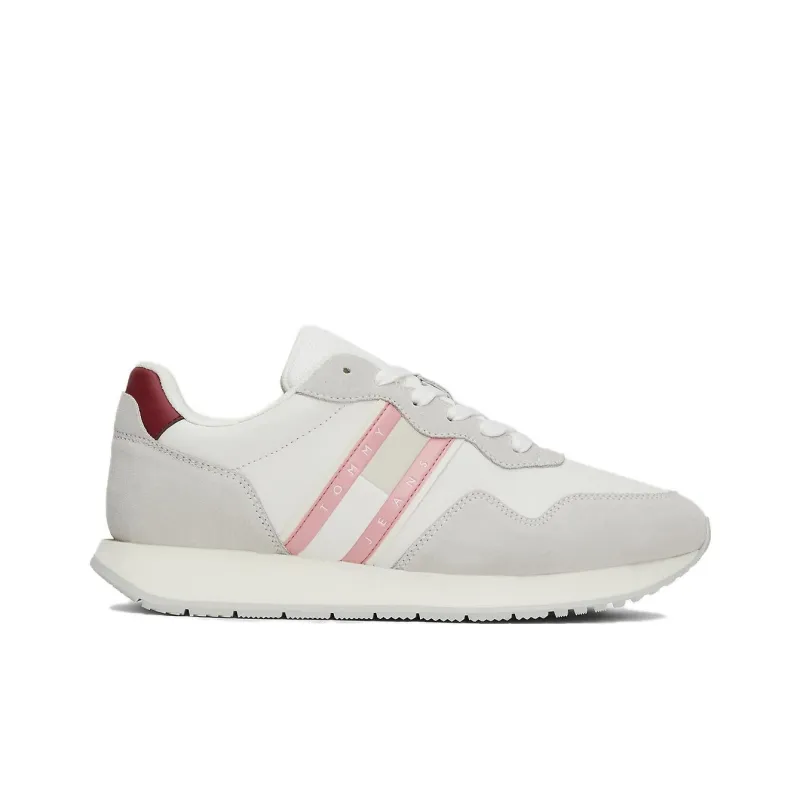 Tommy Hilfiger Trainers Low Top Casual Shoes Women's White Gray Pink-1