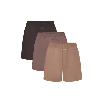 SKIMS FW24 COTTON POPLIN MENS BOXER 3-PACK Boxer Shorts Men's 3 Pack UMBER MULTI/Brown Earth Multicolor