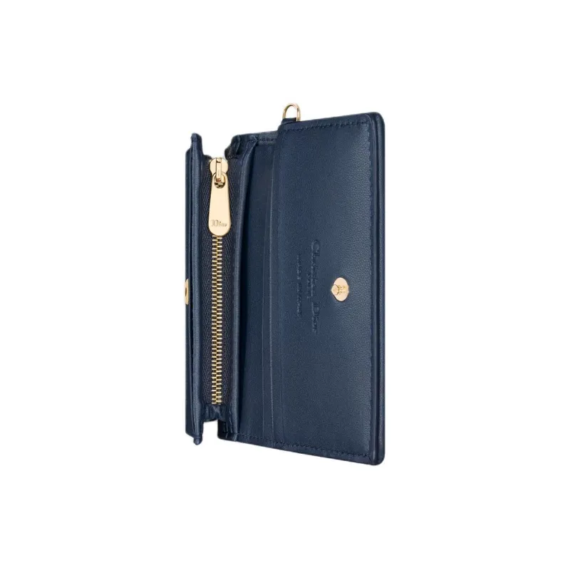 DIOR Lady Dior Lambskin Wallet Mini Women's Dark Blue-2