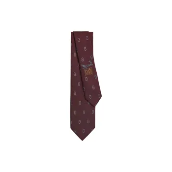 HERMES Mulberry Silk Ties Men's Bordeaux Red