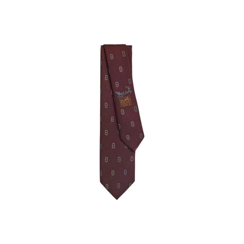 HERMES Mulberry Silk Ties Men's Bordeaux Red-0