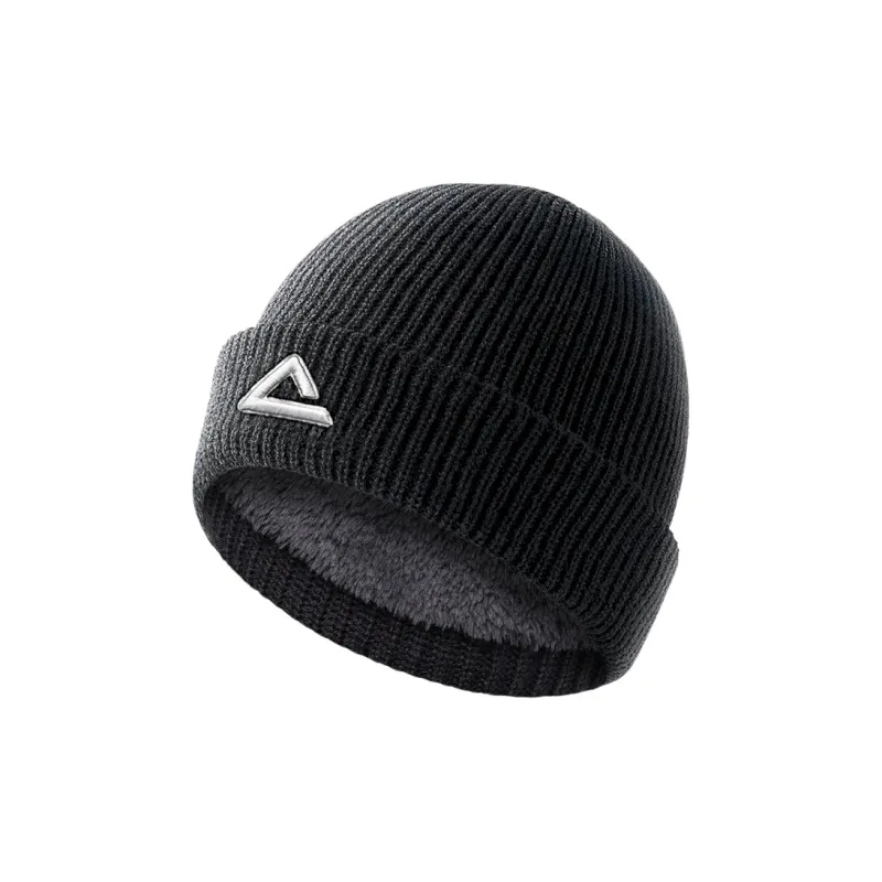 PEAK Acrylic/polyester Beanies Thickened And Fleece Lined For Warmth And Cold Resistance Unisex Black-1
