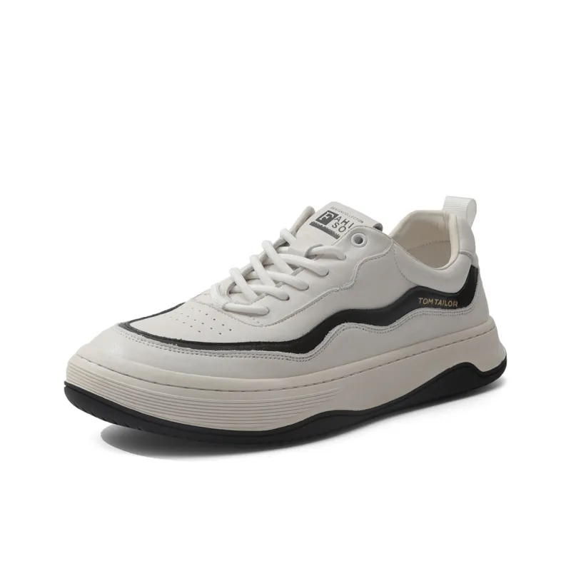 TOM TAILOR Pure White Breathable Elevator Running Shoes Low Top Skateboard Shoes Men's White-3