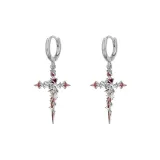 Cross Hoop Earrings[Silver]