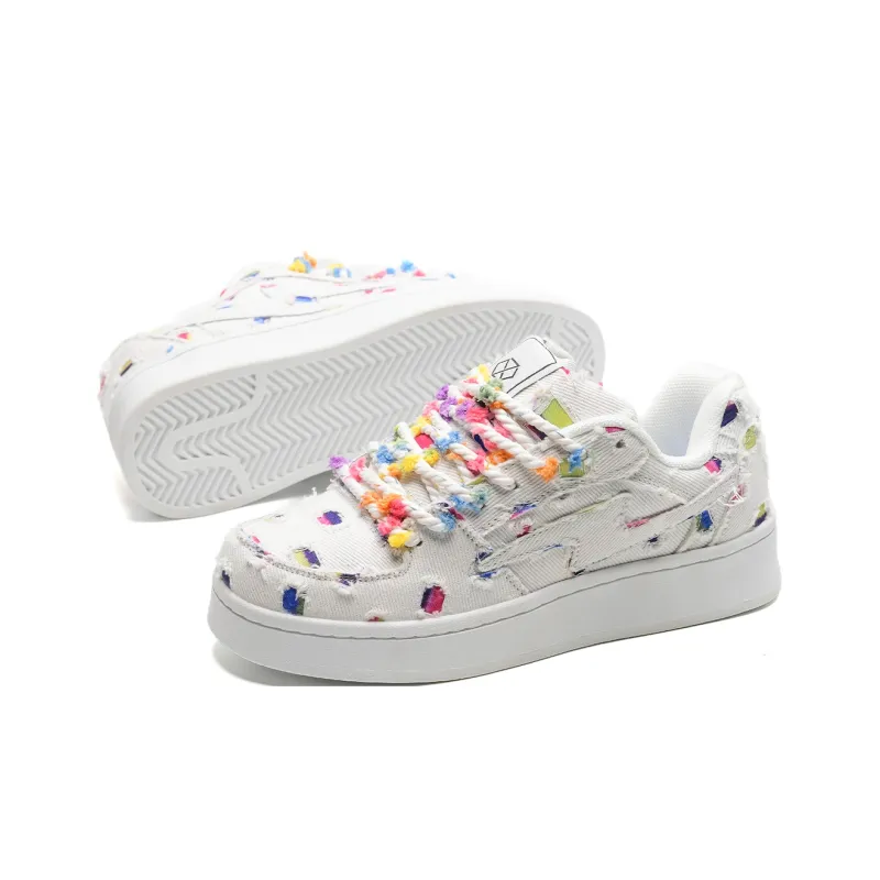 7 SEVFUN Abrasion Resistant Breathable Low Top Skateboard Shoes Unisex Rainbow Fairy Bean Box Included-6