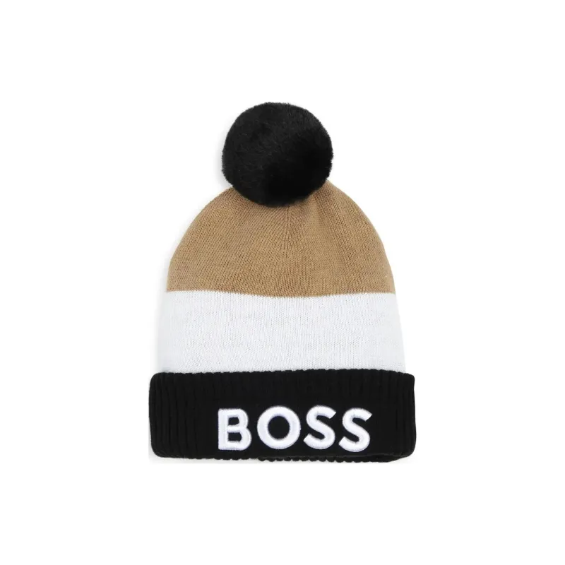 BOSS Kidswear Logo embroidered Knitted Beanie-0