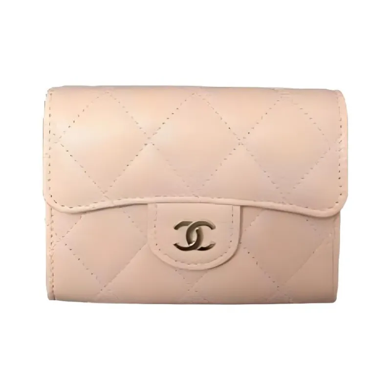 CHANEL Textured Calfskin Card Holder Wallet Women's Light Pink-0