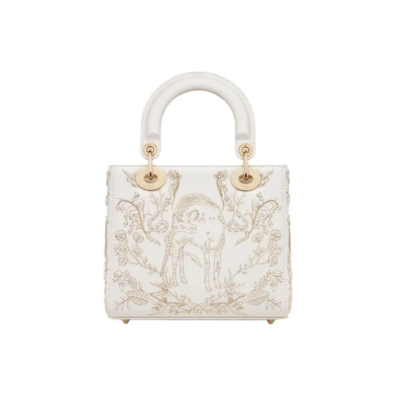 DIOR Lady Dior Lambskin Shoulder Bag, Crossbody Bag, Handbag Small Size Women's White-3