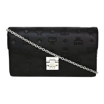 MCM Millie Visetos PVC Envelope Bag, Shoulder Bag, Crossbody Bag Medium Size Women's Black