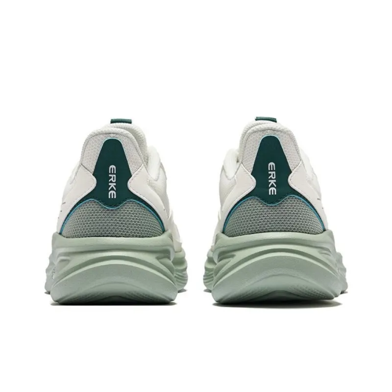Erke Hunt Slip Resistant Lightweight Rebound Low Top Running Shoes Men's Microcrystal White Jade Green-4