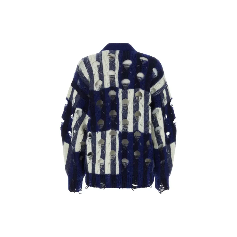 OFF WHITE Distressed Knitted Cardigan-1