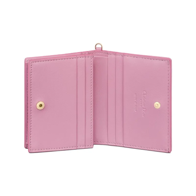 DIOR Lady Dior Lambskin Wallet Mini Women's Hydrangea Pink-3
