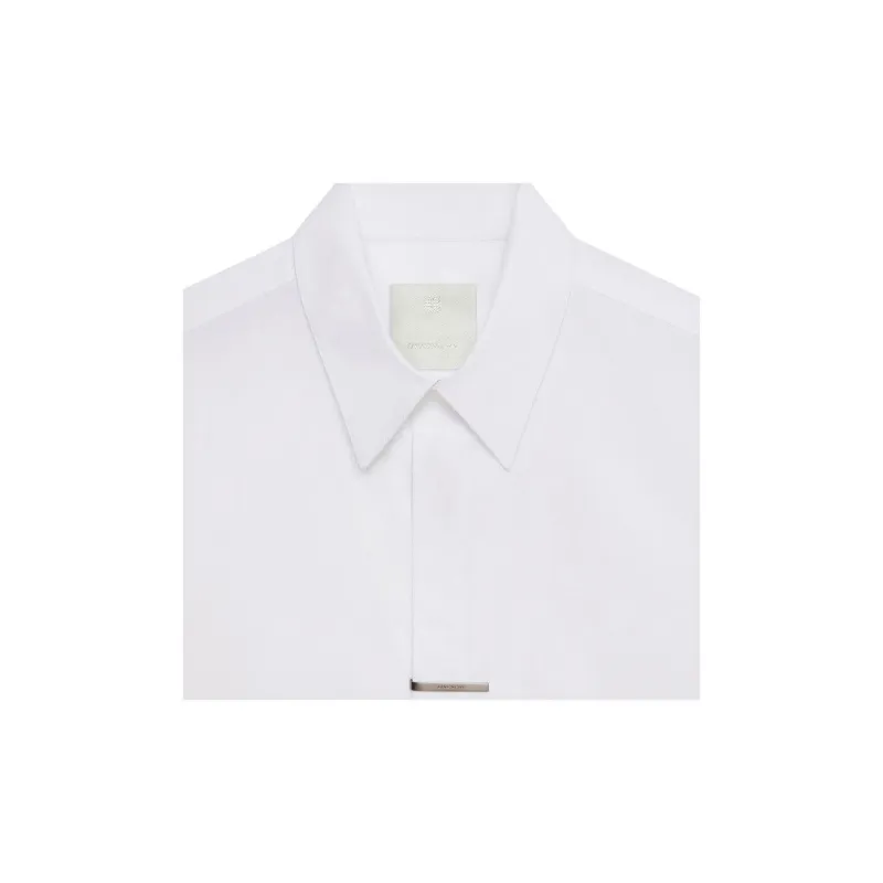 Givenchy Logo Engraved Metal Clip Poplin Shirt-5