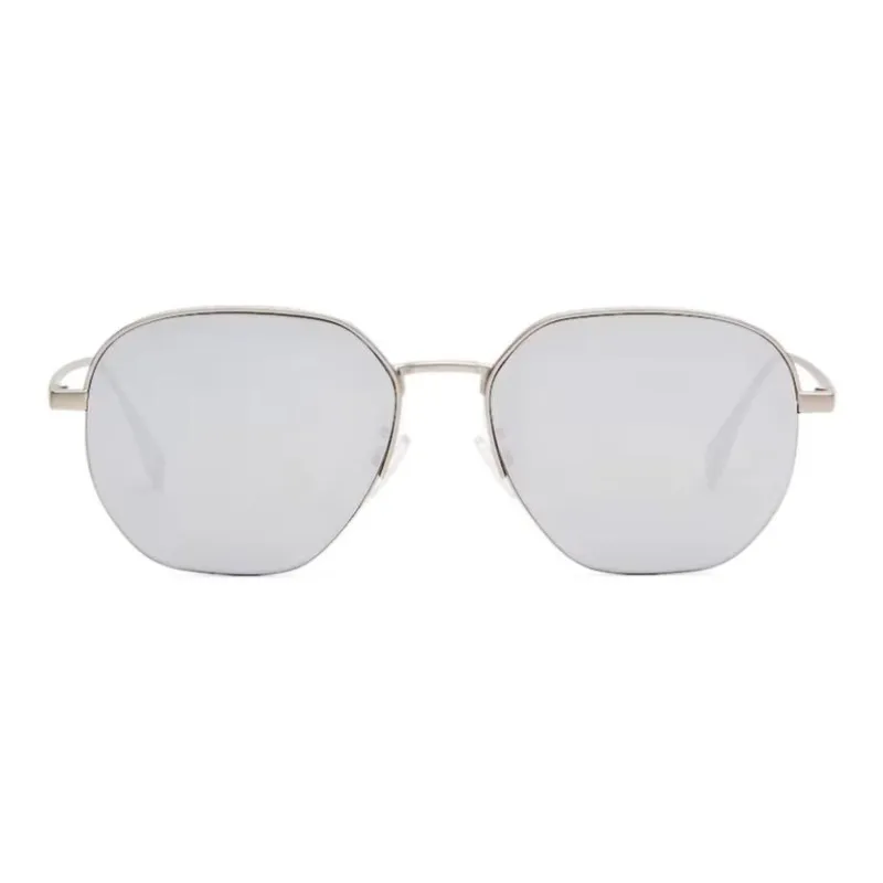 FENDI Metal Oval Sunglasses Men's Silver-1