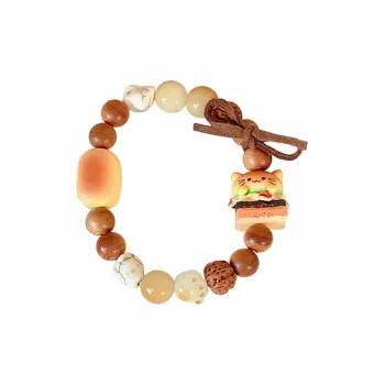 Muyan Resin Kitten Burger Beaded Bracelet Women's