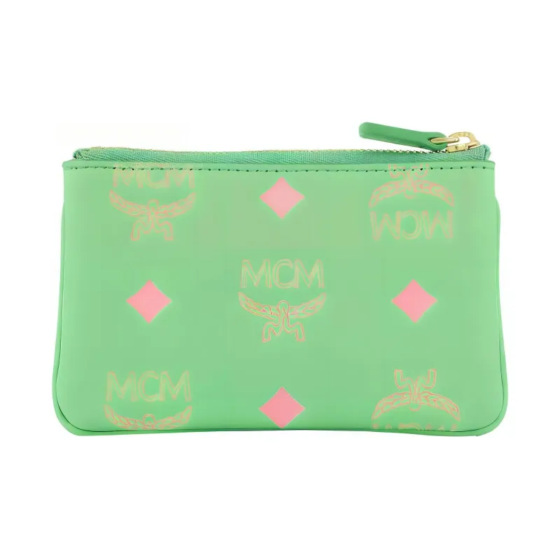 MCM Visetos Nappa Leather Trim Key Pouch Mini Women's Green-1