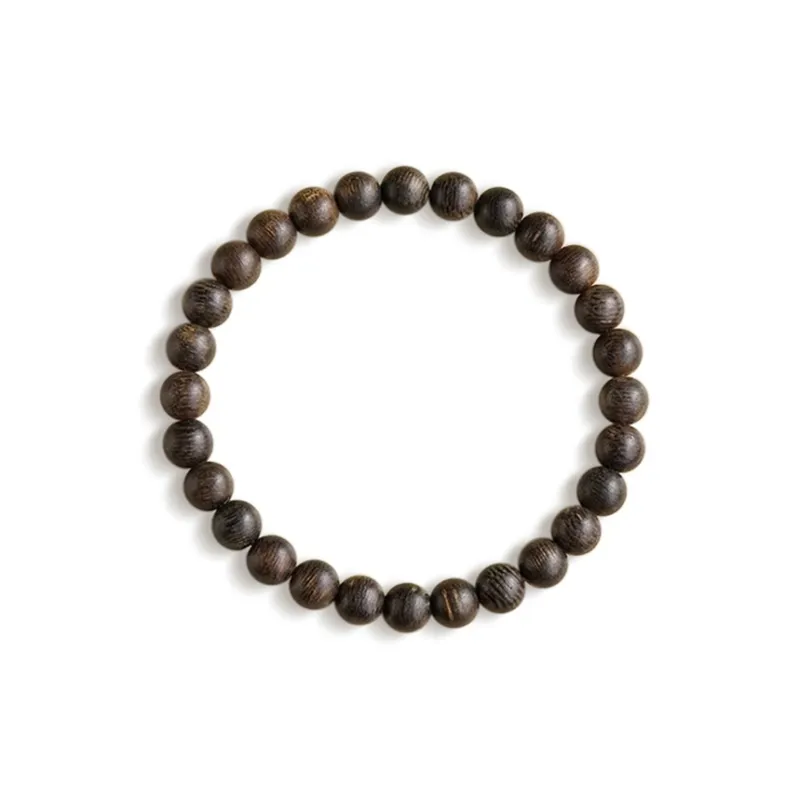 FANGYUANXIAOFU Fragrance Enhancer, Agarwood Single Wrap Plain Beaded Bracelet Women's-18