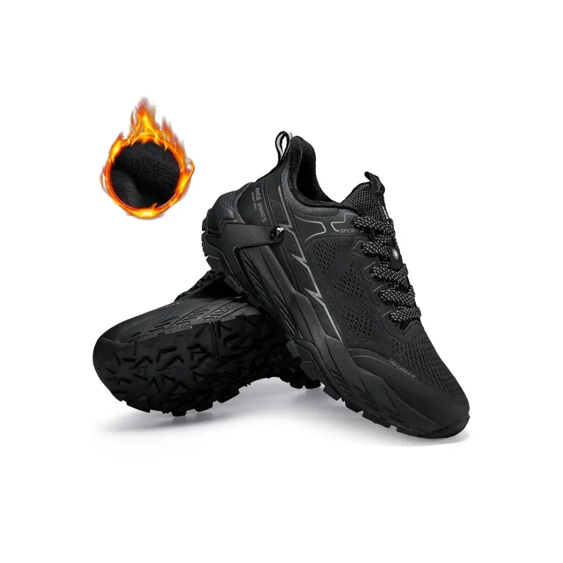 ANDEZHANMUSI Running Shoes Men Low Top Black/Gray-3