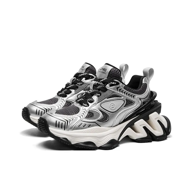 CHERYKALLY Cushioned Anti Slip Wear Resistant Lightweight Height Increasing Low Top Chunky Sneakers Women's-13