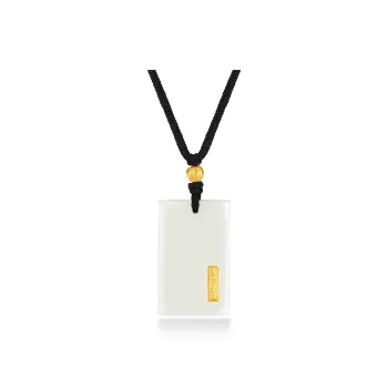 BYTHERE Hetian Jade Necklace Adjustable Pale Greenish White Jade Unisex