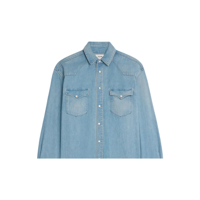 CELINE Shirt In Vintage Stone Indigo Denim-4