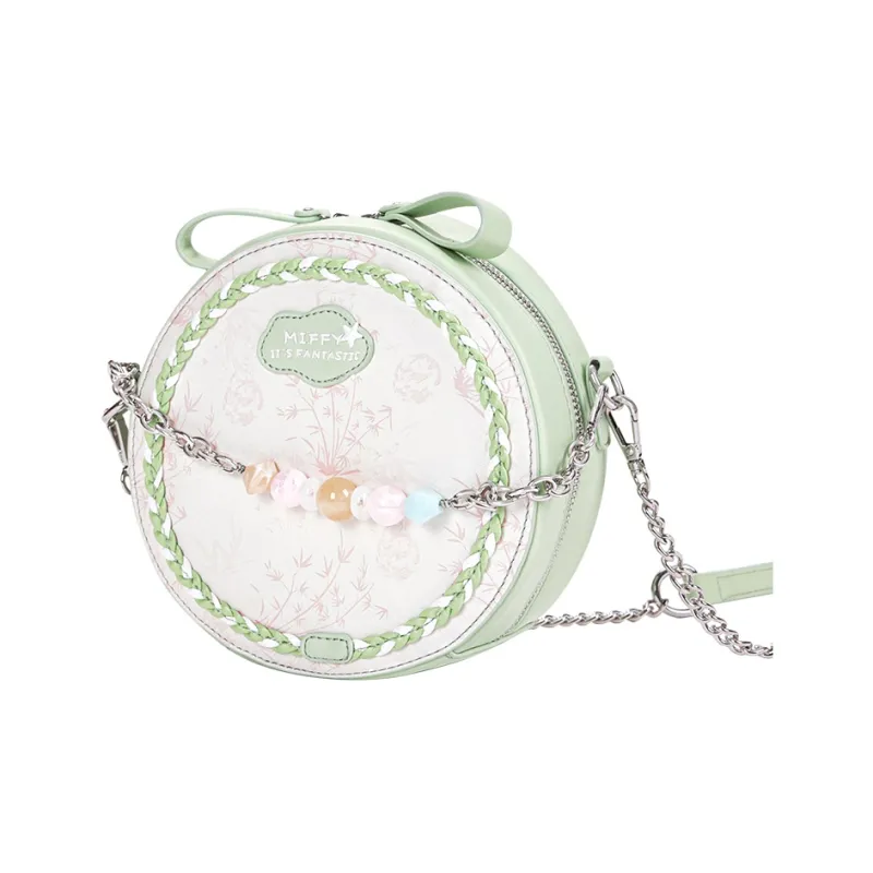 Miffy Synthetic Leather Round Bag, Shoulder Bag Small Size Women's Pink/Green-2