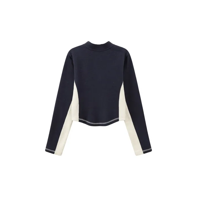 CHUU Cropped Coats Women's Navy Blue-1