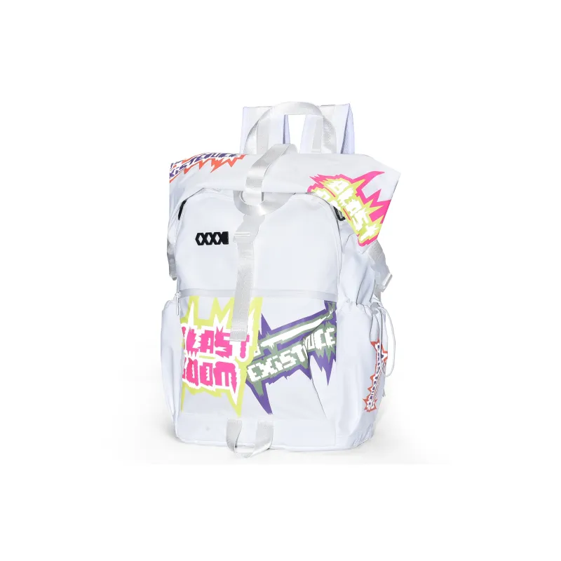 COEXISTENCE Polyester Water Repellent Stain Resistant Backpack Travel Bag Regular Unisex White-3
