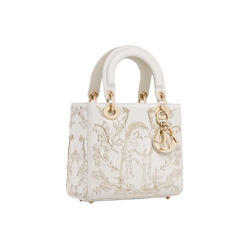 DIOR Lady Dior Lambskin Shoulder Bag, Crossbody Bag, Handbag Small Size Women's White-2
