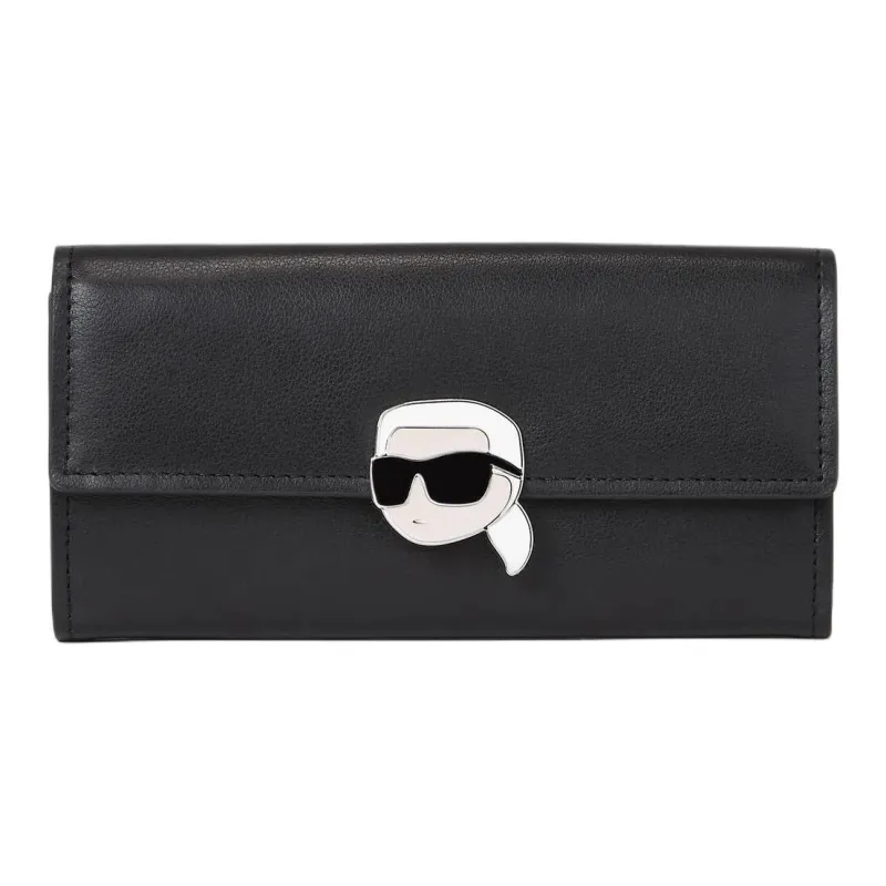 KARL LAGERFELD Cow Leather Wallet Women's Black-0