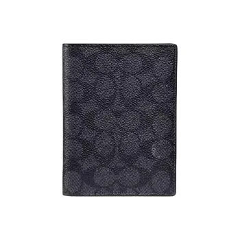 COACH Passport Case Coated Canvas Passport Holder Men's Black