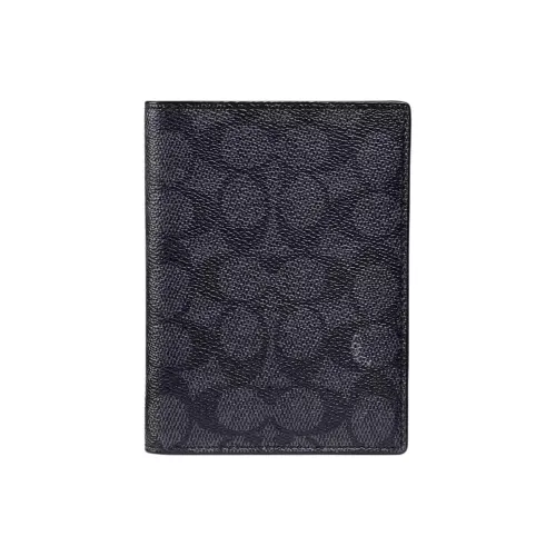 COACH Coated Canvas Passport Holder Men's Black