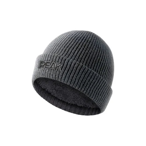 PEAK Acrylic/polyester Beanies Thickened And Fleece Lined For Warmth And Cold Resistance Unisex Gray